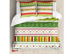 Abakuhaus Copripiumino Natalizio, Bordi Tradizionali, Antiacaro, Adatto A Chi Soffre Di Allergie, Con Federe, 155 Cm X 220 Cm - 80 X 80 Cm, Verde Lime, Giallo, Rosso