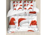Abakuhaus Copripiumino Natalizio, Motivo Sankt-HüTe, Antiacaro, Adatto A Chi Soffre Di Allergie, Con Federe, 155 Cm X 220 Cm - 80 X 80 Cm, Rosso E Bianco