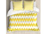 Abakuhaus Copripiumino Yellow Chevron, Motivo Old Sharp, Antiacaro, Adatto A Chi Soffre Di Allergie, Con Federe, 200 Cm X 200 Cm - 80 X 80 Cm, Terra Giallo Bianco