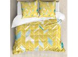 Abakuhaus Copripiumino Yellow Chevron, Motivo A Spina Di Pesce, Antiacaro, Adatto A Chi Soffre Di Allergie, Con Federe, 200 Cm X 200 Cm - 80 X 80 Cm, Blu Pallido Senape
