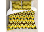 Abakuhaus Copripiumino Yellow Chevron, Moderno, Antiacaro, Adatto A Chi Soffre Di Allergie, Con Federe, 200 Cm X 200 Cm - 80 X 80 Cm, Giallo Arancione Nero