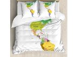 Abakuhaus Cartina Copripiumino, Sud E Nord America, Antiacaro, Adatto A Chi Soffre Di Allergie, Con Federe, 155 Cm X 220 Cm - 80 X 80 Cm, Multicolore