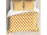 Abakuhaus Copripiumino A Quadri, Arancione Gingham Tile, Antiacaro, Adatto A Chi Soffre Di Allergie, Con Federe, 155 Cm X 220 Cm - 80 X 80 Cm, Arancione Bianco