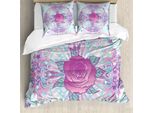 Abakuhaus Copripiumino Indie, Mandala Rosa Psichedelico, Antiacaro, Adatto A Chi Soffre Di Allergie, Con Federe, 200 Cm X 200 Cm - 80 X 80 Cm, Blu Pallido Lavanda