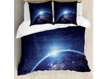 Abakuhaus Copripiumino Terra, Pianeta Dallo Spazio, Antiacaro Adatto A Chi Soffre Di Allergie Con Federe, 155 Cm X 220 Cm - 80 X 80 Cm, Blu Scuro