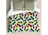 Abakuhaus Copripiumino Indie, 80Er Vibrant Ananas, Antiacaro, Adatto A Chi Soffre Di Allergie, Con Federe, 200 Cm X 200 Cm - 80 X 80 Cm, Multicolore