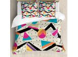 Abakuhaus Copripiumino Indie, Moda Funky Memphis Anni '80, Antiacaro E Anallergico, Con Federe, 200 Cm X 200 Cm - 80 X 80 Cm, Multicolore