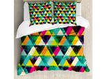 Abakuhaus Copripiumino Indie, Vibrant Triangles Grunge, Antiacaro, Adatto A Chi Soffre Di Allergie, Con Federe, 200 Cm X 200 Cm - 80 X 80 Cm, Multicolore