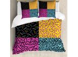 Abakuhaus Copripiumino Indie, Disegni Funky Pop Anni Ottanta, Antiacaro, Adatto A Chi Soffre Di Allergie, Con Federe, 155 Cm X 220 Cm - 80 X 80 Cm, Multicolore
