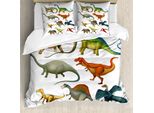 Abakuhaus Copripiumino Con Dinosauri, Composizione Jurassic, Antiacaro, Adatto A Chi Soffre Di Allergie, Con Federe, 200 Cm X 200 Cm - 80 X 80 Cm, Multicolore