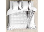 Abakuhaus Copripiumino Grigio, Strisce Ondulate E Fiori, Antiacaro, Adatto A Chi Soffre Di Allergie, Con Federe, 155 Cm X 220 Cm - 80 X 80 Cm, Grigio, Grigio Chiaro, Bianco