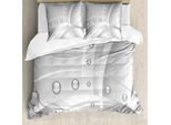 Abakuhaus Copripiumino Astratto, Linee Curve Palline, Antiacaro, Adatto A Chi Soffre Di Allergie, Con Federe, 200 Cm X 200 Cm - 80 X 80 Cm, Grigio Chiaro Grigio Bianco