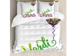 Abakuhaus Copripiumino Carnevale, Cartoon Carnevale, Antiacaro, Adatto A Chi Soffre Di Allergie, Con Federe, 200 Cm X 200 Cm - 80 X 80 Cm, Viola, Verde, Giallo
