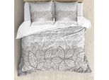 Abakuhaus Copripiumino Grigio, Lace Inspired Floral, Antiacaro, Adatto A Chi Soffre Di Allergie, Con Federe, 200 Cm X 200 Cm - 80 X 80 Cm, Grigio, Grigio Chiaro, Bianco