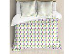 Abakuhaus Copripiumino Karneval, Fiori Di Giglio Karneval, Antiacaro, Adatto A Chi Soffre Di Allergie, Con Federe, 200 Cm X 200 Cm - 80 X 80 Cm, Verde, Giallo, Viola