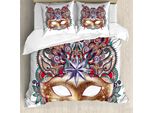 Abakuhaus Copripiumino Karneval, Decorato In Stile Veneziano, Antiacaro, Adatto A Chi Soffre Di Allergie, Con Federe, 155 Cm X 220 Cm - 80 X 80 Cm, Multicolore