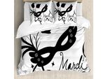 Abakuhaus Copripiumino Karneval, Fiori Classici, Antiacaro, Adatto A Chi Soffre Di Allergie, Con Federe, 155 Cm X 220 Cm - 80 X 80 Cm, Bianco E Nero