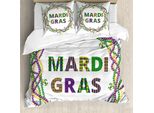 Abakuhaus Copripiumino Karneval, Motivi Vivid Beads, Antiacaro, Adatto A Chi Soffre Di Allergie, Con Federe, 155 Cm X 220 Cm - 80 X 80 Cm, Viola, Verde, Giallo