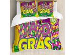Abakuhaus Copripiumino Karneval, Grunge Beads Letters, Antiacaro E Anallergico, Con Federe, 155 Cm X 220 Cm - 80 X 80 Cm, Viola, Verde, Giallo