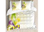 Abakuhaus Copripiumino Carnevale, Party, Antiacaro, Adatto A Chi Soffre Di Allergie, Con Federe, 200 Cm X 200 Cm - 80 X 80 Cm, Giallo, Verde, Viola