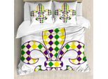 Abakuhaus Copripiumino Karneval, Lily Jahrgang, Antiacaro, Adatto A Chi Soffre Di Allergie, Con Federe, 200 Cm X 200 Cm - 80 X 80 Cm, Viola, Verde, Giallo