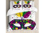 Abakuhaus Copripiumino Carnevale, È Tempo Di Carnevale, Antiacaro, Adatto A Chi Soffre Di Allergie, Con Federe, 155 Cm X 220 Cm - 80 X 80 Cm, Magenta, Verde, Giallo