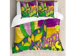 Abakuhaus Copripiumino Karneval, Vivid Perlen Federn, Antiacaro E Anallergico, Con Federe, 155 Cm X 220 Cm - 80 X 80 Cm, Verde Lime Magenta