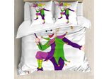 Abakuhaus Copripiumino Carnevale, Cartoon Jester, Antiacaro, Adatto A Chi Soffre Di Allergie, Con Federe, 155 Cm X 220 Cm - 80 X 80 Cm, Multicolore