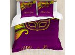 Abakuhaus Copripiumino Karneval, Stile Pizzo Colorato, Antiacaro, Adatto A Chi Soffre Di Allergie, Con Federe, 155 Cm X 220 Cm - 80 X 80 Cm, Viola, Giallo, Verde