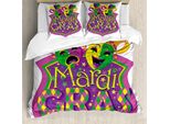 Abakuhaus Copripiumino Karneval, Karneval Blazon Kunst, Antiacaro, Adatto A Chi Soffre Di Allergie, Con Federe, 155 Cm X 220 Cm - 80 X 80 Cm, Viola, Verde, Giallo