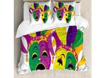 Abakuhaus Copripiumino Carnevale, Tragedia E Commedia, Antiacaro, Adatto A Chi Soffre Di Allergie, Con Federe, 155 Cm X 220 Cm - 80 X 80 Cm, Multicolore