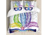 Abakuhaus Copripiumino Karneval, Blu Veneziano, Antiacaro, Adatto A Chi Soffre Di Allergie, Con Federe, 155 Cm X 220 Cm - 80 X 80 Cm, Multicolore