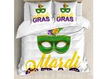 Abakuhaus Copripiumino Karneval, Calligrafia, Antiacaro, Adatto A Chi Soffre Di Allergie, Con Federe, 155 Cm X 220 Cm - 80 X 80 Cm, Verde Calendula Viola