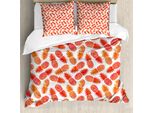 Abakuhaus Copripiumino Arancione, Vintage Tropical Exotic, Antiacaro, Adatto A Chi Soffre Di Allergie, Con Federe, 155 Cm X 220 Cm - 80 X 80 Cm, Arancione Bianco