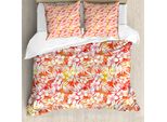 Abakuhaus Copripiumino Arancione, Fantasia Acquerello Aloha, Antiacaro, Adatto A Chi Soffre Di Allergie, Con Federe, 200 Cm X 200 Cm - 80 X 80 Cm, Yellow Coral Bianco