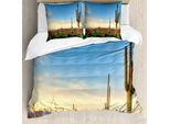 Abakuhaus Copripiumino WüSte, Sonoran Desert Sunset, Antiacaro, Adatto A Chi Soffre Di Allergie, Con Federe, 200 Cm X 200 Cm - 80 X 80 Cm, Verde Arancione Azzurro