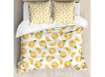 Abakuhaus Copripiumino Arancione, Acquerello Con Fette Di Frutta, Antiacaro, Adatto A Chi Soffre Di Allergie, Con Federe, 200 Cm X 200 Cm - 80 X 80 Cm, Arancione Verde Bianco