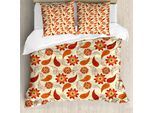 Abakuhaus Copripiumino Arancione, Fiori Di Papavero Rosso Retrò, Antiacaro, Adatto A Chi Soffre Di Allergie, Con Federe, 200 Cm X 200 Cm - 80 X 80 Cm, Arancione Rosso Pesca