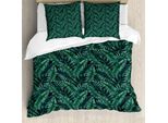 Abakuhaus Copripiumino In Foglia Di Palma, Fresh Hawaii Summer, Antiacaro, Adatto A Chi Soffre Di Allergie, Con Federe, 155 Cm X 220 Cm - 80 X 80 Cm, Verde Scuro Nero