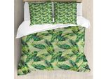 Abakuhaus Copripiumino In Foglia Di Palma, Fogliame Della Foresta Pluviale, Antiacaro, Adatto A Chi Soffre Di Allergie, Con Federe, 155 Cm X 220 Cm - 80 X 80 Cm, Verde Mela Verde