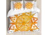 Abakuhaus Copripiumino Arancione, Acquerello Sun, Antiacaro, Adatto A Chi Soffre Di Allergie, Con Federe, 200 Cm X 200 Cm - 80 X 80 Cm, Arancione Bianco