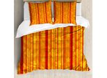 Abakuhaus Copripiumino Arancione, Strisce Verticali Floreali, Antiacaro, Adatto A Chi Soffre Di Allergie, Con Federe, 200 Cm X 200 Cm - 80 X 80 Cm, Arancione Giallo