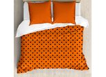Abakuhaus Copripiumino Arancione, Motivo Vintage A Pois, Antiacaro, Adatto A Chi Soffre Di Allergie, Con Federe, 200 Cm X 200 Cm - 80 X 80 Cm, Arancione Nero