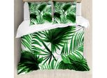 Abakuhaus Copripiumino In Foglia Di Palma, Vivid BläTter Wachstum, Antiacaro, Adatto A Chi Soffre Di Allergie, Con Federe, 155 Cm X 220 Cm - 80 X 80 Cm, Verde Felce Bianco