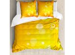 Abakuhaus Copripiumino Arancione, Pois Circolari Sunburst, Antiacaro, Adatto A Chi Soffre Di Allergie, Con Federe, 155 Cm X 220 Cm - 80 X 80 Cm, Arancione Giallo Bianco