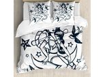 Abakuhaus Copripiumino Anker, Pin-Up Girl Marinaio, Antiacaro Adatto A Chi Soffre Di Allergie Con Federe, 155 Cm X 220 Cm - 80 X 80 Cm, Verde Acqua E Bianco