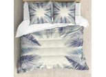 Abakuhaus Copripiumino In Foglia Di Palma, Foglia Grunge, Antiacaro, Adatto A Chi Soffre Di Allergie, Con Federe, 155 Cm X 220 Cm - 80 X 80 Cm, Blu Ardesia Blu Scuro