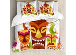 Abakuhaus Luau Copripiumino, Tiki Drinks Uccelli, Antiacaro Adatto A Chi Soffre Di Allergie Con Federe, 200 Cm X 200 Cm - 80 X 80 Cm, Multicolore