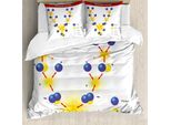 Abakuhaus Copripiumino Educativo, Energia Cosmica Atom, Antiacaro Adatto A Chi Soffre Di Allergie Con Federe, 200 Cm X 200 Cm - 80 X 80 Cm, Blu, Rosso, Giallo