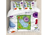 Abakuhaus Copripiumino Educativo, Cartoon Science, Antiacaro, Adatto A Chi Soffre Di Allergie, Con Federe, 200 Cm X 200 Cm - 80 X 80 Cm, Multicolore